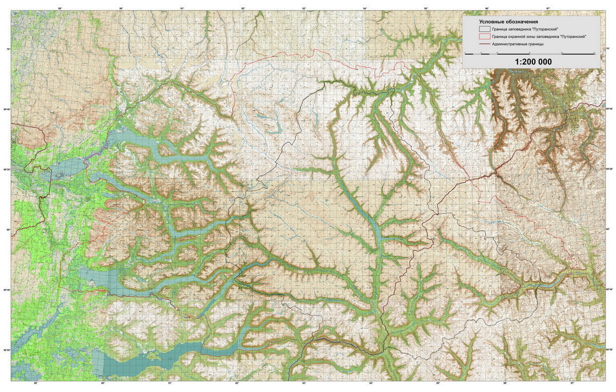 Заповедник плато Путорана карта